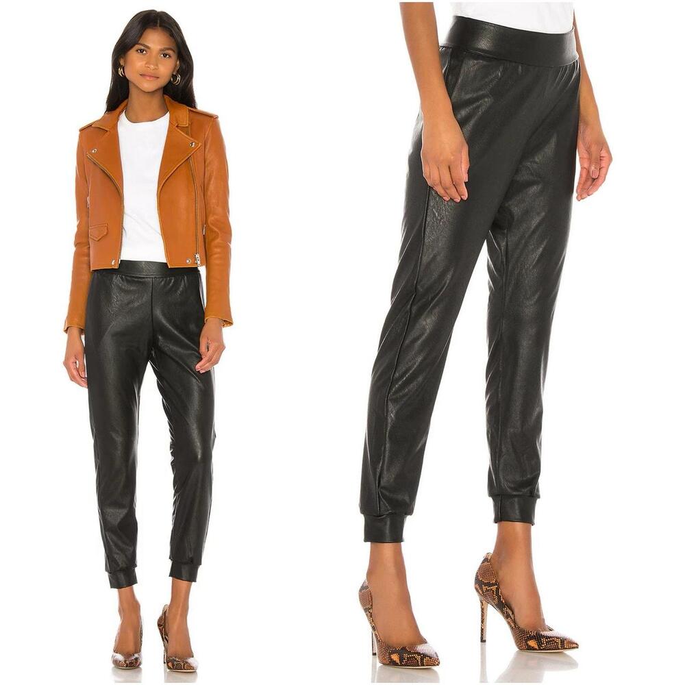 COMMANDO Black Faux Leather Pull-On Jogger Pants Size XS High-Quality Vegan